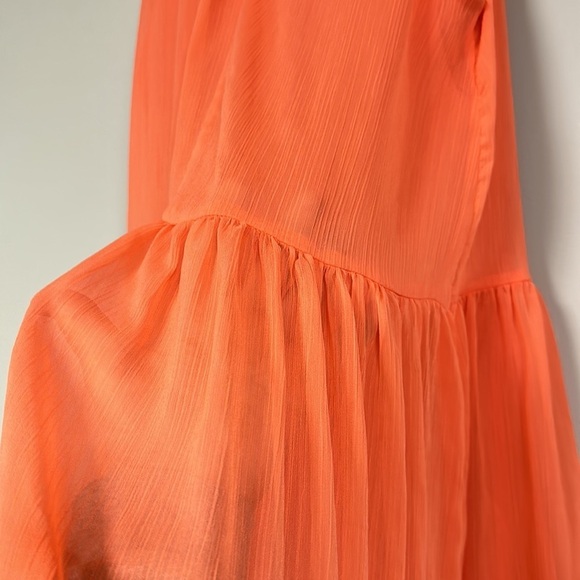 Bleecker 126 Ruffled High Neck Tiered Swing Dress, Medium  orange/salmon - Picture 9 of 11